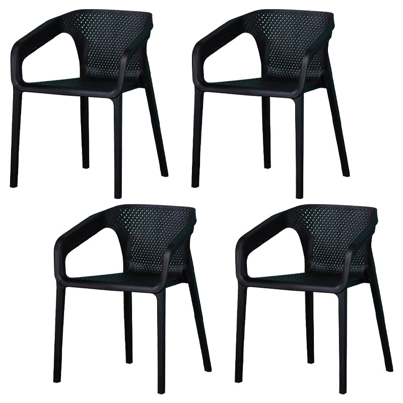 Modern Style Plastic Dining Chair Stackable Dining Side Chairs for Kitchen Black 4 Piece Set Clearhalo ' kitchen&dining_furn' 'Dining Chairs' 'Dining Tables & Seating' 'dining_chair' 'furn' 'furn_dining_chair' 'Furniture' 'furniture_dining_chair' 'Kitchen & Dining Furniture' 'kitchen' 3910343