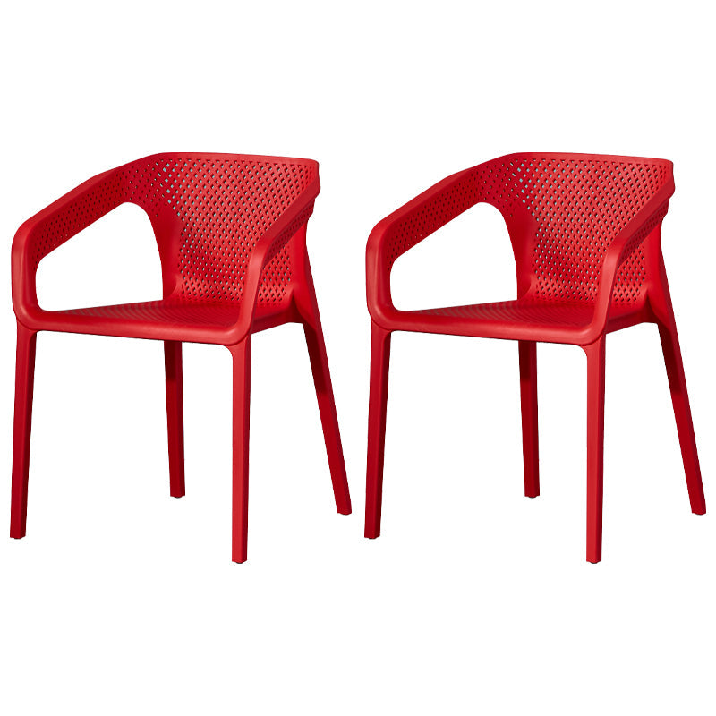 Modern Style Plastic Dining Chair Stackable Dining Side Chairs for Kitchen Red 2 Piece Set Clearhalo ' kitchen&dining_furn' 'Dining Chairs' 'Dining Tables & Seating' 'dining_chair' 'furn' 'furn_dining_chair' 'Furniture' 'furniture_dining_chair' 'Kitchen & Dining Furniture' 'kitchen' 3910353