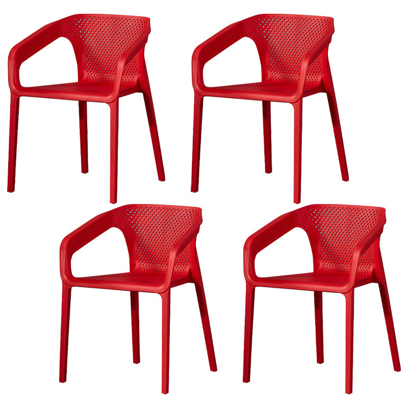 Modern Style Plastic Dining Chair Stackable Dining Side Chairs for Kitchen Red 4 Piece Set Clearhalo ' kitchen&dining_furn' 'Dining Chairs' 'Dining Tables & Seating' 'dining_chair' 'furn' 'furn_dining_chair' 'Furniture' 'furniture_dining_chair' 'Kitchen & Dining Furniture' 'kitchen' 3910356