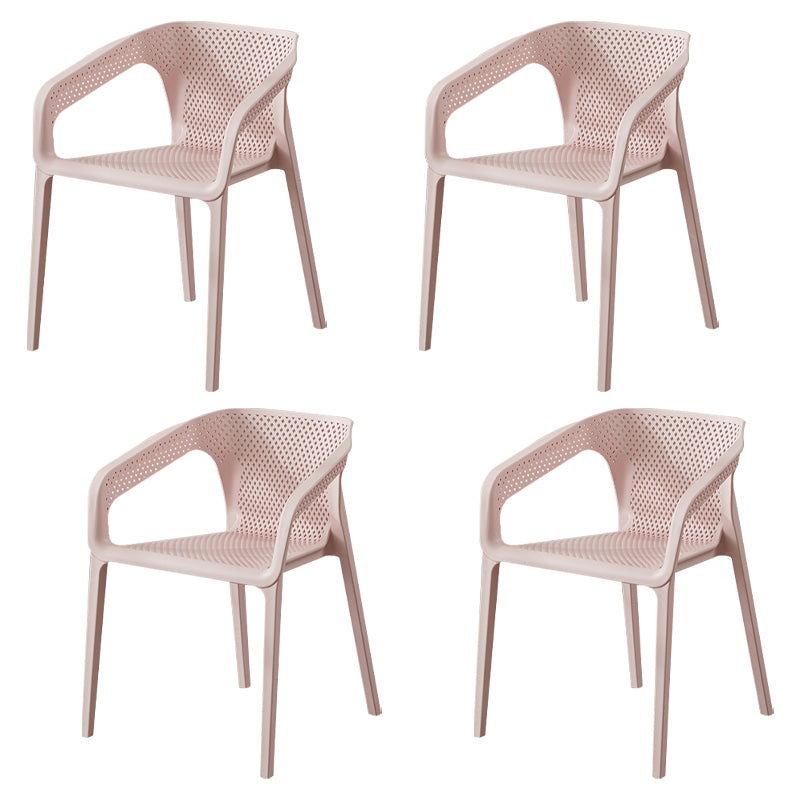 Modern Style Plastic Dining Chair Stackable Dining Side Chairs for Kitchen Pink 4 Piece Set Clearhalo ' kitchen&dining_furn' 'Dining Chairs' 'Dining Tables & Seating' 'dining_chair' 'furn' 'furn_dining_chair' 'Furniture' 'furniture_dining_chair' 'Kitchen & Dining Furniture' 'kitchen' 3910361