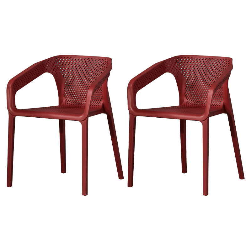 Modern Style Plastic Dining Chair Stackable Dining Side Chairs for Kitchen Burgundy 2 Piece Set Clearhalo ' kitchen&dining_furn' 'Dining Chairs' 'Dining Tables & Seating' 'dining_chair' 'furn' 'furn_dining_chair' 'Furniture' 'furniture_dining_chair' 'Kitchen & Dining Furniture' 'kitchen' 3910378
