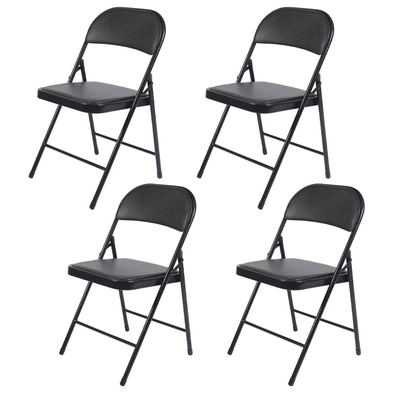 Modern Indoor-Outdoor Metal Home Side Chair Armless Folding Open Back Dining Side Chair Black 4 Piece Set Clearhalo ' kitchen&dining_furn' 'Dining Chairs' 'Dining Tables & Seating' 'dining_chair' 'furn' 'furn_dining_chair' 'Furniture' 'furniture_dining_chair' 'Kitchen & Dining Furniture' 'kitchen' 3910396