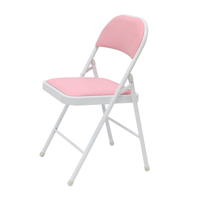 Modern Indoor-Outdoor Metal Home Side Chair Armless Folding Open Back Dining Side Chair Pink 1 Piece Clearhalo ' kitchen&dining_furn' 'Dining Chairs' 'Dining Tables & Seating' 'dining_chair' 'furn' 'furn_dining_chair' 'Furniture' 'furniture_dining_chair' 'Kitchen & Dining Furniture' 'kitchen' 3910398
