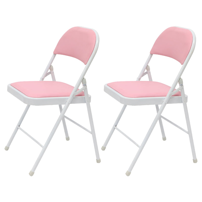Modern Indoor-Outdoor Metal Home Side Chair Armless Folding Open Back Dining Side Chair Pink 2 Piece Set Clearhalo ' kitchen&dining_furn' 'Dining Chairs' 'Dining Tables & Seating' 'dining_chair' 'furn' 'furn_dining_chair' 'Furniture' 'furniture_dining_chair' 'Kitchen & Dining Furniture' 'kitchen' 3910400
