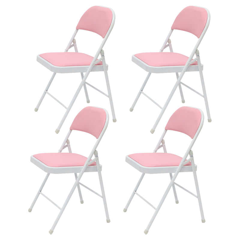 Modern Indoor-Outdoor Metal Home Side Chair Armless Folding Open Back Dining Side Chair Pink 4 Piece Set Clearhalo ' kitchen&dining_furn' 'Dining Chairs' 'Dining Tables & Seating' 'dining_chair' 'furn' 'furn_dining_chair' 'Furniture' 'furniture_dining_chair' 'Kitchen & Dining Furniture' 'kitchen' 3910403