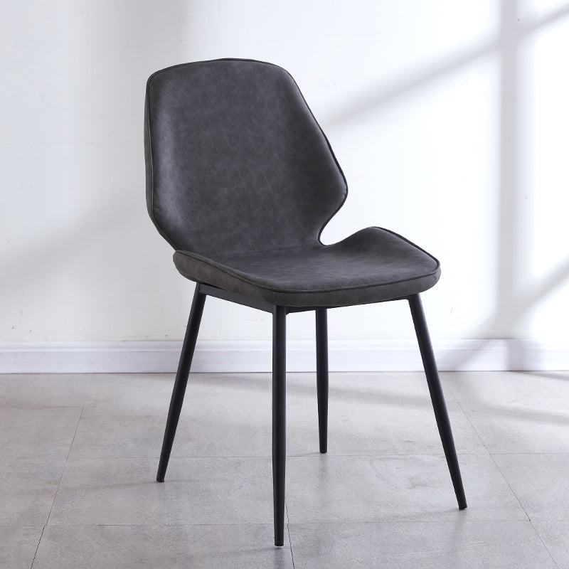 Contemporary Style Metal Dining Chair Dining Wingback Armless Side Chairs for Kitchen Dark Gray 1 Piece Black Clearhalo ' kitchen&dining_furn' 'Dining Chairs' 'Dining Tables & Seating' 'dining_chair' 'furn' 'furn_dining_chair' 'Furniture' 'furniture_dining_chair' 'Kitchen & Dining Furniture' 'kitchen' 3910423