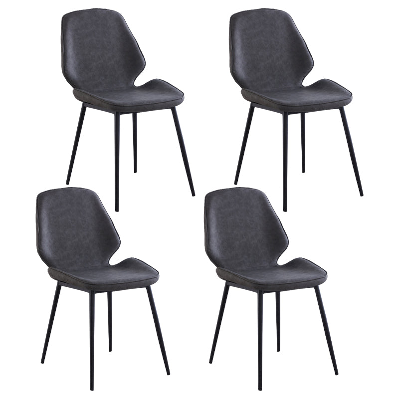 Contemporary Style Metal Dining Chair Dining Wingback Armless Side Chairs for Kitchen Dark Gray 4 Piece Set Black Clearhalo ' kitchen&dining_furn' 'Dining Chairs' 'Dining Tables & Seating' 'dining_chair' 'furn' 'furn_dining_chair' 'Furniture' 'furniture_dining_chair' 'Kitchen & Dining Furniture' 'kitchen' 3910427