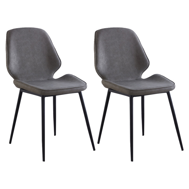 Contemporary Style Metal Dining Chair Dining Wingback Armless Side Chairs for Kitchen Light Gray 2 Piece Set Black Clearhalo ' kitchen&dining_furn' 'Dining Chairs' 'Dining Tables & Seating' 'dining_chair' 'furn' 'furn_dining_chair' 'Furniture' 'furniture_dining_chair' 'Kitchen & Dining Furniture' 'kitchen' 3910430