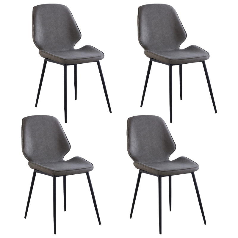 Contemporary Style Metal Dining Chair Dining Wingback Armless Side Chairs for Kitchen Light Gray 4 Piece Set Black Clearhalo ' kitchen&dining_furn' 'Dining Chairs' 'Dining Tables & Seating' 'dining_chair' 'furn' 'furn_dining_chair' 'Furniture' 'furniture_dining_chair' 'Kitchen & Dining Furniture' 'kitchen' 3910433
