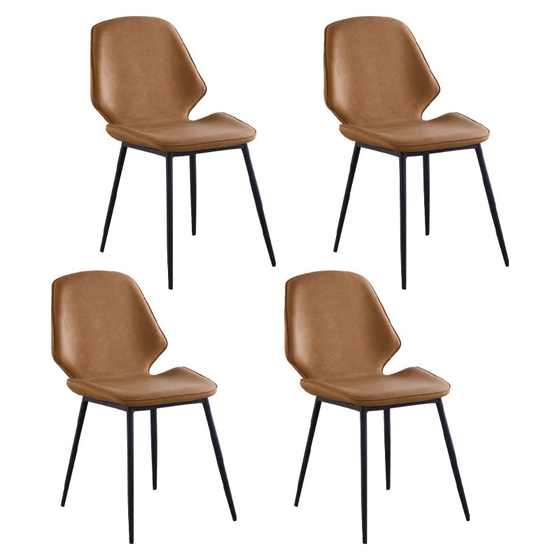 Contemporary Style Metal Dining Chair Dining Wingback Armless Side Chairs for Kitchen Khaki 4 Piece Set Black Clearhalo ' kitchen&dining_furn' 'Dining Chairs' 'Dining Tables & Seating' 'dining_chair' 'furn' 'furn_dining_chair' 'Furniture' 'furniture_dining_chair' 'Kitchen & Dining Furniture' 'kitchen' 3910439