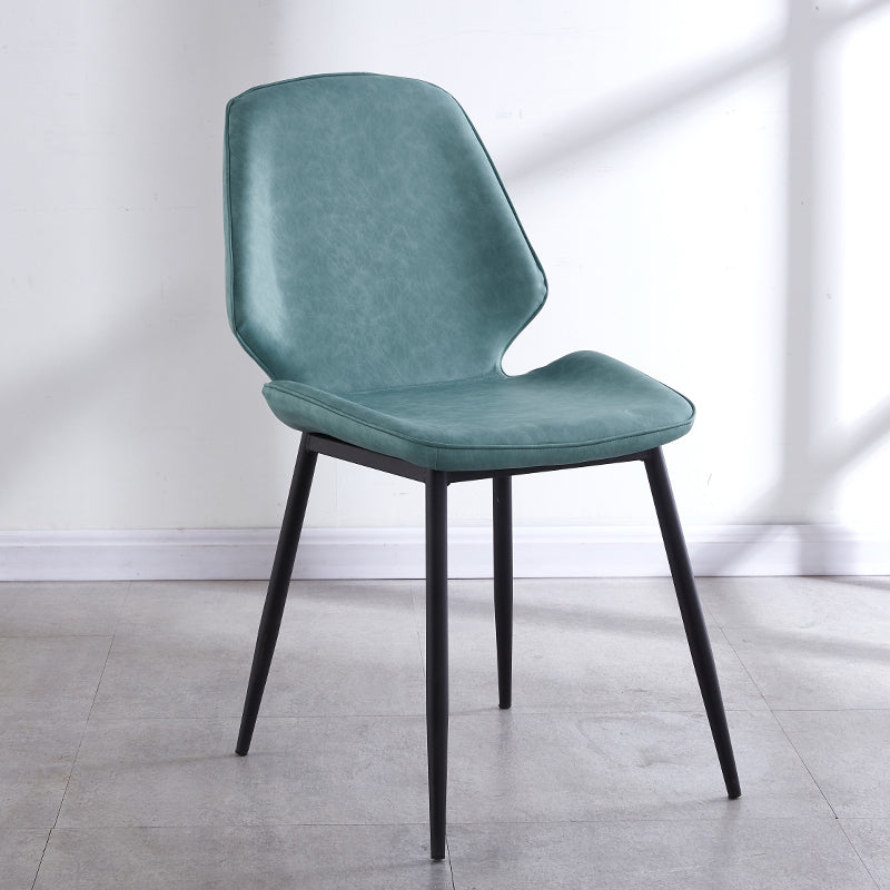 Contemporary Style Metal Dining Chair Dining Wingback Armless Side Chairs for Kitchen Dark Blue 1 Piece Black Clearhalo ' kitchen&dining_furn' 'Dining Chairs' 'Dining Tables & Seating' 'dining_chair' 'furn' 'furn_dining_chair' 'Furniture' 'furniture_dining_chair' 'Kitchen & Dining Furniture' 'kitchen' 3910440