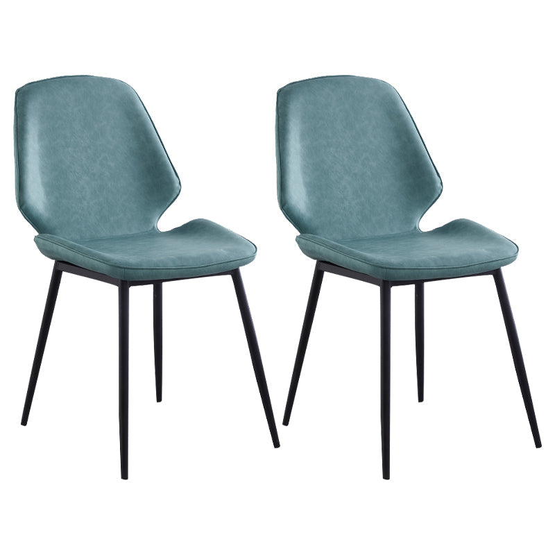 Contemporary Style Metal Dining Chair Dining Wingback Armless Side Chairs for Kitchen Dark Blue 2 Piece Set Black Clearhalo ' kitchen&dining_furn' 'Dining Chairs' 'Dining Tables & Seating' 'dining_chair' 'furn' 'furn_dining_chair' 'Furniture' 'furniture_dining_chair' 'Kitchen & Dining Furniture' 'kitchen' 3910442