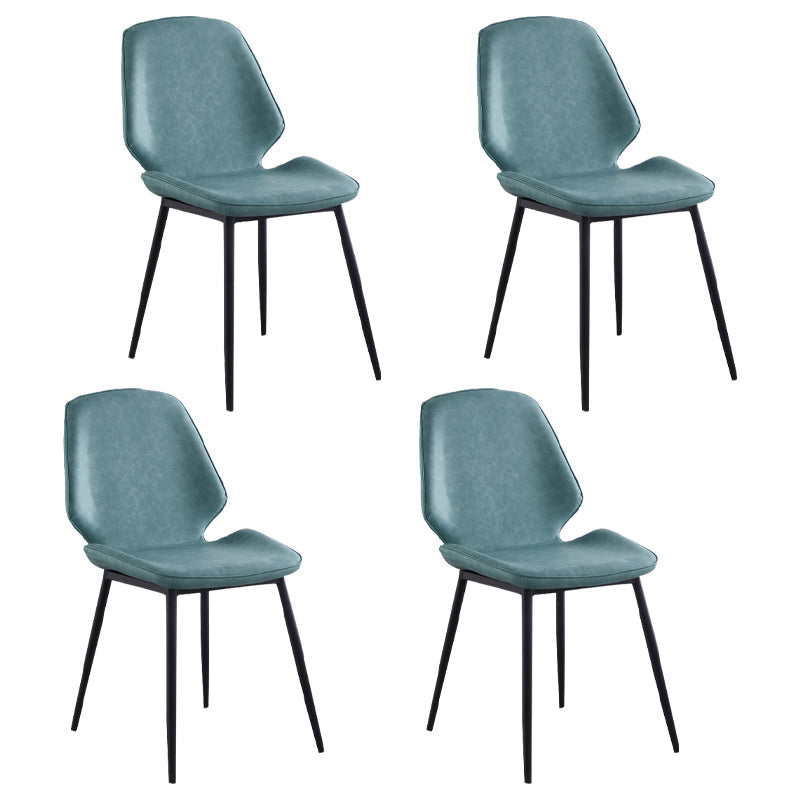 Contemporary Style Metal Dining Chair Dining Wingback Armless Side Chairs for Kitchen Dark Blue 4 Piece Set Black Clearhalo ' kitchen&dining_furn' 'Dining Chairs' 'Dining Tables & Seating' 'dining_chair' 'furn' 'furn_dining_chair' 'Furniture' 'furniture_dining_chair' 'Kitchen & Dining Furniture' 'kitchen' 3910443