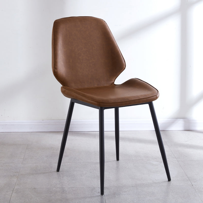 Contemporary Style Metal Dining Chair Dining Wingback Armless Side Chairs for Kitchen Dark Coffee 1 Piece Black Clearhalo ' kitchen&dining_furn' 'Dining Chairs' 'Dining Tables & Seating' 'dining_chair' 'furn' 'furn_dining_chair' 'Furniture' 'furniture_dining_chair' 'Kitchen & Dining Furniture' 'kitchen' 3910444