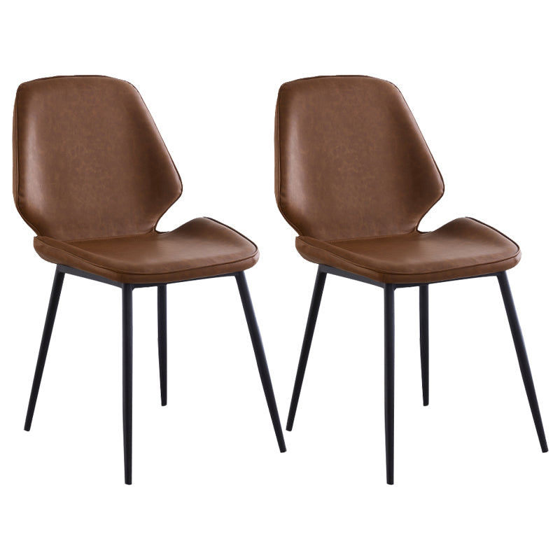 Contemporary Style Metal Dining Chair Dining Wingback Armless Side Chairs for Kitchen Dark Coffee 2 Piece Set Black Clearhalo ' kitchen&dining_furn' 'Dining Chairs' 'Dining Tables & Seating' 'dining_chair' 'furn' 'furn_dining_chair' 'Furniture' 'furniture_dining_chair' 'Kitchen & Dining Furniture' 'kitchen' 3910445