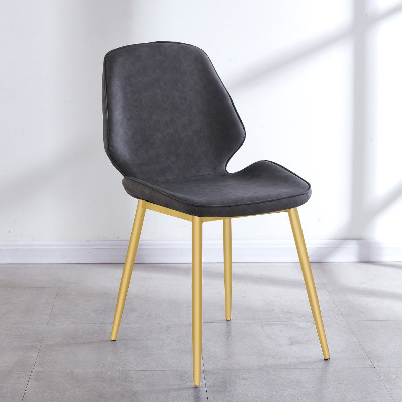 Contemporary Style Metal Dining Chair Dining Wingback Armless Side Chairs for Kitchen Dark Gray 1 Piece Brass Gold Clearhalo ' kitchen&dining_furn' 'Dining Chairs' 'Dining Tables & Seating' 'dining_chair' 'furn' 'furn_dining_chair' 'Furniture' 'furniture_dining_chair' 'Kitchen & Dining Furniture' 'kitchen' 3910447