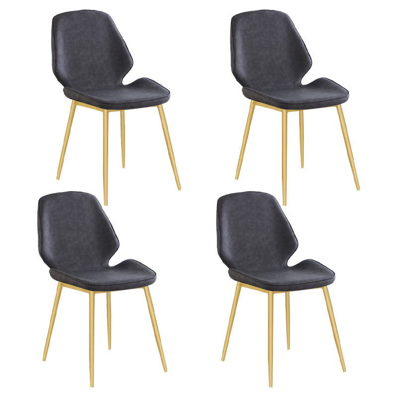 Contemporary Style Metal Dining Chair Dining Wingback Armless Side Chairs for Kitchen Dark Gray 4 Piece Set Brass Gold Clearhalo ' kitchen&dining_furn' 'Dining Chairs' 'Dining Tables & Seating' 'dining_chair' 'furn' 'furn_dining_chair' 'Furniture' 'furniture_dining_chair' 'Kitchen & Dining Furniture' 'kitchen' 3910449