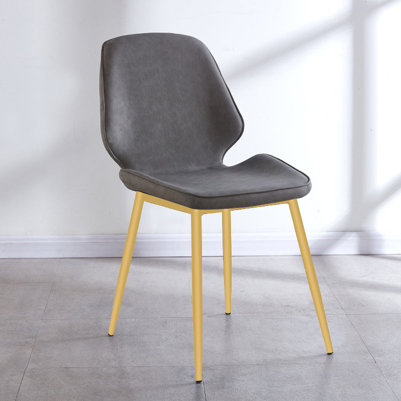 Contemporary Style Metal Dining Chair Dining Wingback Armless Side Chairs for Kitchen Light Gray 1 Piece Brass Gold Clearhalo ' kitchen&dining_furn' 'Dining Chairs' 'Dining Tables & Seating' 'dining_chair' 'furn' 'furn_dining_chair' 'Furniture' 'furniture_dining_chair' 'Kitchen & Dining Furniture' 'kitchen' 3910450