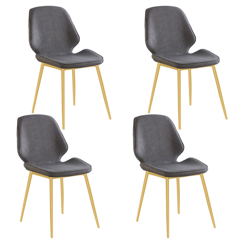 Contemporary Style Metal Dining Chair Dining Wingback Armless Side Chairs for Kitchen Light Gray 4 Piece Set Brass Gold Clearhalo ' kitchen&dining_furn' 'Dining Chairs' 'Dining Tables & Seating' 'dining_chair' 'furn' 'furn_dining_chair' 'Furniture' 'furniture_dining_chair' 'Kitchen & Dining Furniture' 'kitchen' 3910452