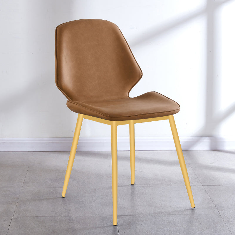 Contemporary Style Metal Dining Chair Dining Wingback Armless Side Chairs for Kitchen Khaki 1 Piece Brass Gold Clearhalo ' kitchen&dining_furn' 'Dining Chairs' 'Dining Tables & Seating' 'dining_chair' 'furn' 'furn_dining_chair' 'Furniture' 'furniture_dining_chair' 'Kitchen & Dining Furniture' 'kitchen' 3910453