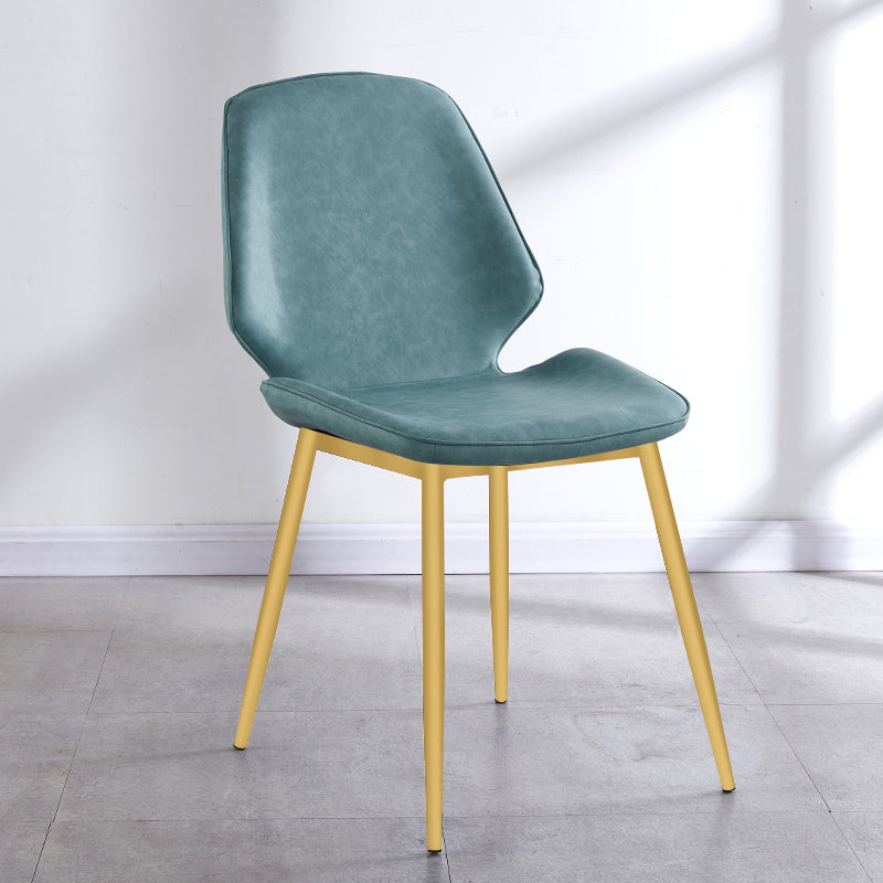 Contemporary Style Metal Dining Chair Dining Wingback Armless Side Chairs for Kitchen Dark Blue 1 Piece Brass Gold Clearhalo ' kitchen&dining_furn' 'Dining Chairs' 'Dining Tables & Seating' 'dining_chair' 'furn' 'furn_dining_chair' 'Furniture' 'furniture_dining_chair' 'Kitchen & Dining Furniture' 'kitchen' 3910456