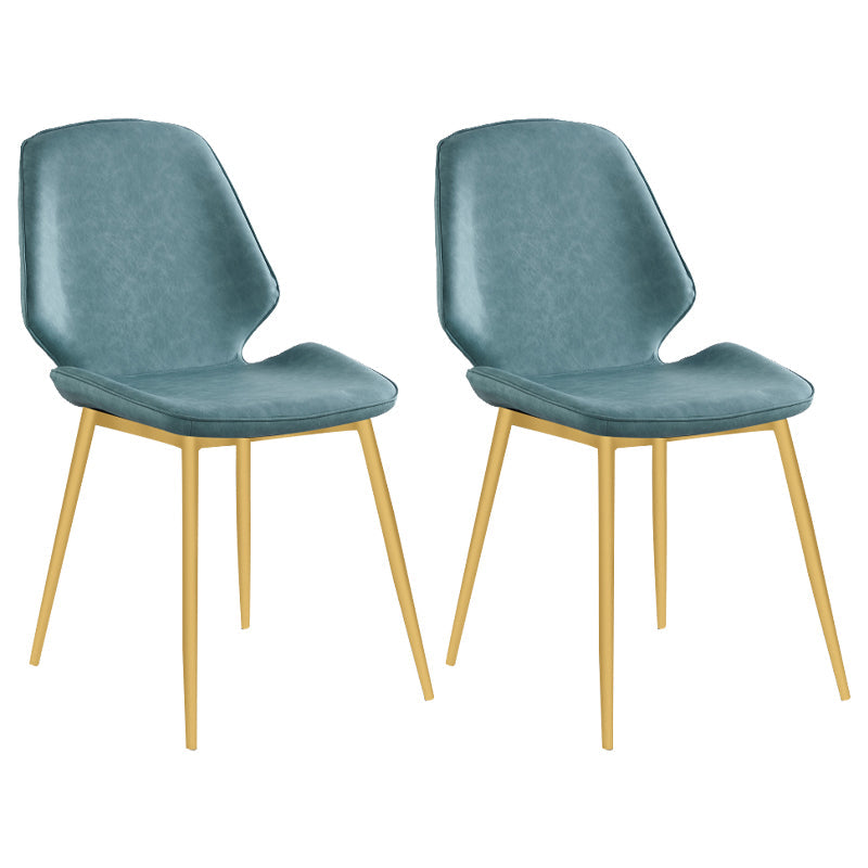Contemporary Style Metal Dining Chair Dining Wingback Armless Side Chairs for Kitchen Dark Blue 2 Piece Set Brass Gold Clearhalo ' kitchen&dining_furn' 'Dining Chairs' 'Dining Tables & Seating' 'dining_chair' 'furn' 'furn_dining_chair' 'Furniture' 'furniture_dining_chair' 'Kitchen & Dining Furniture' 'kitchen' 3910457
