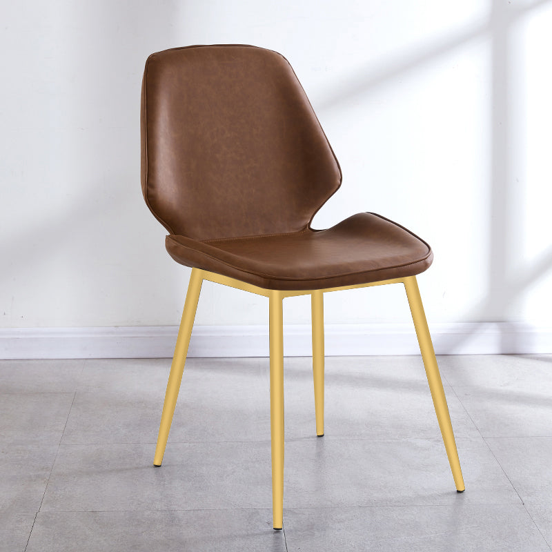 Contemporary Style Metal Dining Chair Dining Wingback Armless Side Chairs for Kitchen Dark Coffee 1 Piece Brass Gold Clearhalo ' kitchen&dining_furn' 'Dining Chairs' 'Dining Tables & Seating' 'dining_chair' 'furn' 'furn_dining_chair' 'Furniture' 'furniture_dining_chair' 'Kitchen & Dining Furniture' 'kitchen' 3910459