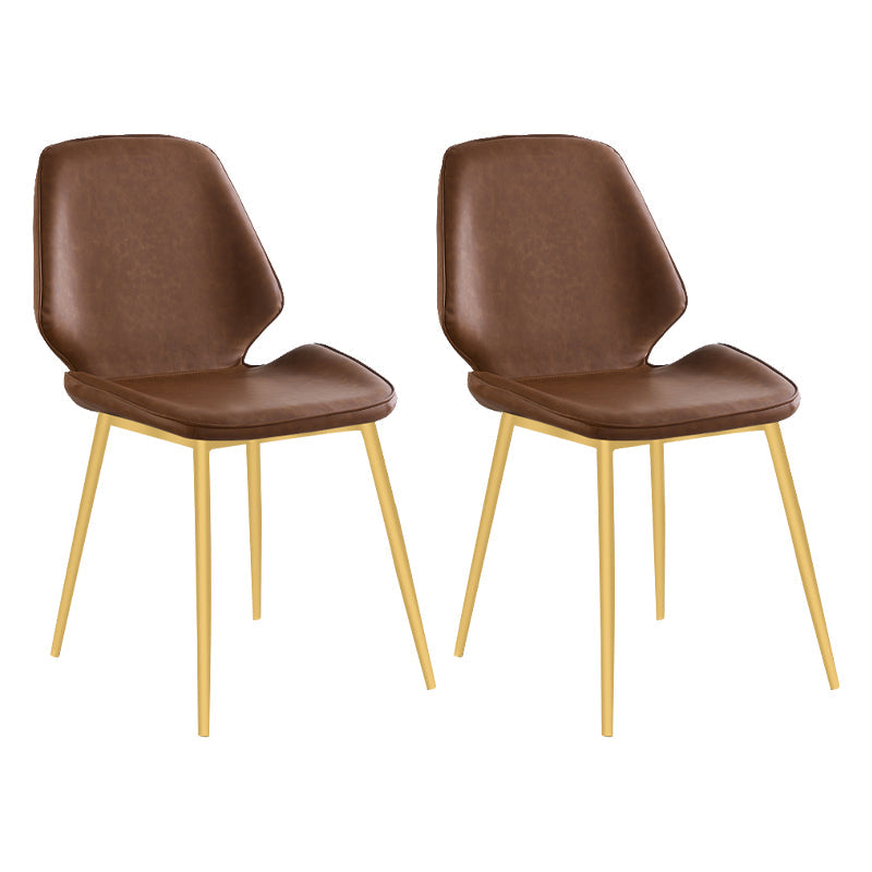 Contemporary Style Metal Dining Chair Dining Wingback Armless Side Chairs for Kitchen Dark Coffee 2 Piece Set Brass Gold Clearhalo ' kitchen&dining_furn' 'Dining Chairs' 'Dining Tables & Seating' 'dining_chair' 'furn' 'furn_dining_chair' 'Furniture' 'furniture_dining_chair' 'Kitchen & Dining Furniture' 'kitchen' 3910460