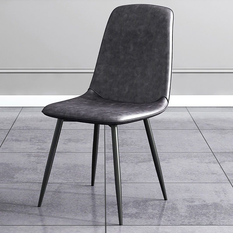 Contemporary Metal Dining Side Chair Dining Room Armless Solid Back Single Chair Smoke Gray Clearhalo ' kitchen&dining_furn' 'Dining Chairs' 'Dining Tables & Seating' 'dining_chair' 'furn' 'furn_dining_chair' 'Furniture' 'furniture_dining_chair' 'Kitchen & Dining Furniture' 'kitchen' 3910536