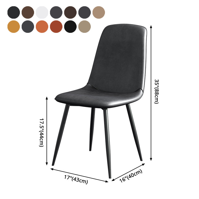 Contemporary Metal Dining Side Chair Dining Room Armless Solid Back Single Chair Clearhalo ' kitchen&dining_furn' 'Dining Chairs' 'Dining Tables & Seating' 'dining_chair' 'furn' 'furn_dining_chair' 'Furniture' 'furniture_dining_chair' 'Kitchen & Dining Furniture' 'kitchen' 3910544