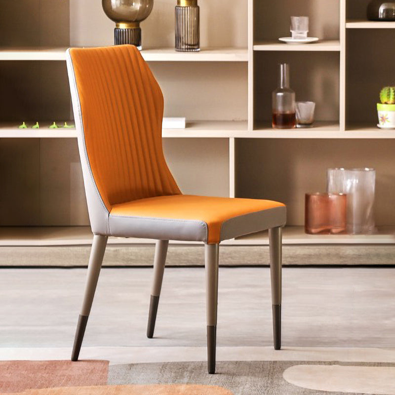 Contemporary Style Metal Dining Chairs Dining Wingback Armless Side Chairs for Kitchen Orange 1 Piece Black Clearhalo ' kitchen&dining_furn' 'Dining Chairs' 'Dining Tables & Seating' 'dining_chair' 'furn' 'furn_dining_chair' 'Furniture' 'furniture_dining_chair' 'Kitchen & Dining Furniture' 'kitchen' 3910546
