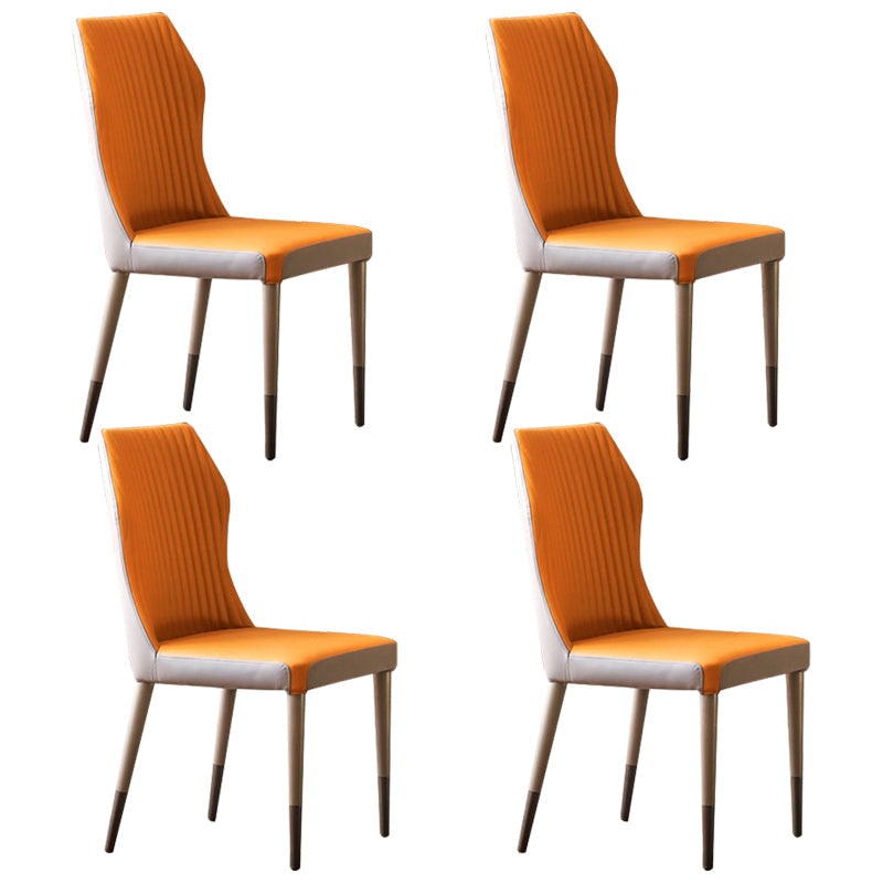 Contemporary Style Metal Dining Chairs Dining Wingback Armless Side Chairs for Kitchen Orange 4 Piece Set Black Clearhalo ' kitchen&dining_furn' 'Dining Chairs' 'Dining Tables & Seating' 'dining_chair' 'furn' 'furn_dining_chair' 'Furniture' 'furniture_dining_chair' 'Kitchen & Dining Furniture' 'kitchen' 3910549