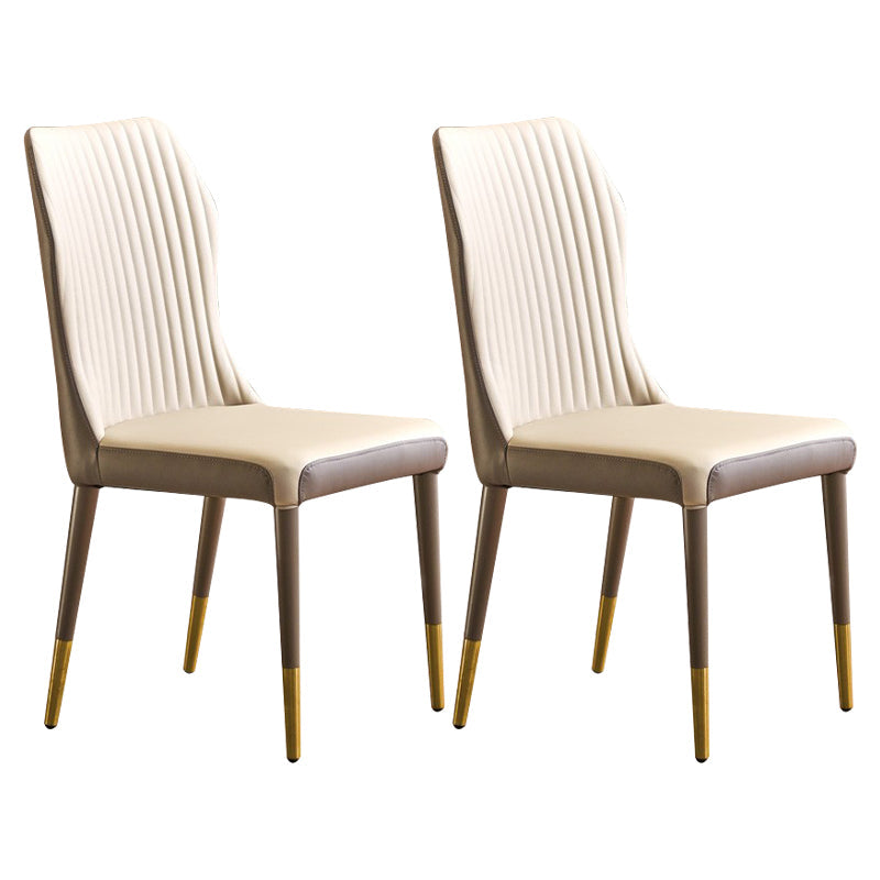 Contemporary Style Metal Dining Chairs Dining Wingback Armless Side Chairs for Kitchen Off-White 2 Piece Set Brass Gold Clearhalo ' kitchen&dining_furn' 'Dining Chairs' 'Dining Tables & Seating' 'dining_chair' 'furn' 'furn_dining_chair' 'Furniture' 'furniture_dining_chair' 'Kitchen & Dining Furniture' 'kitchen' 3910564