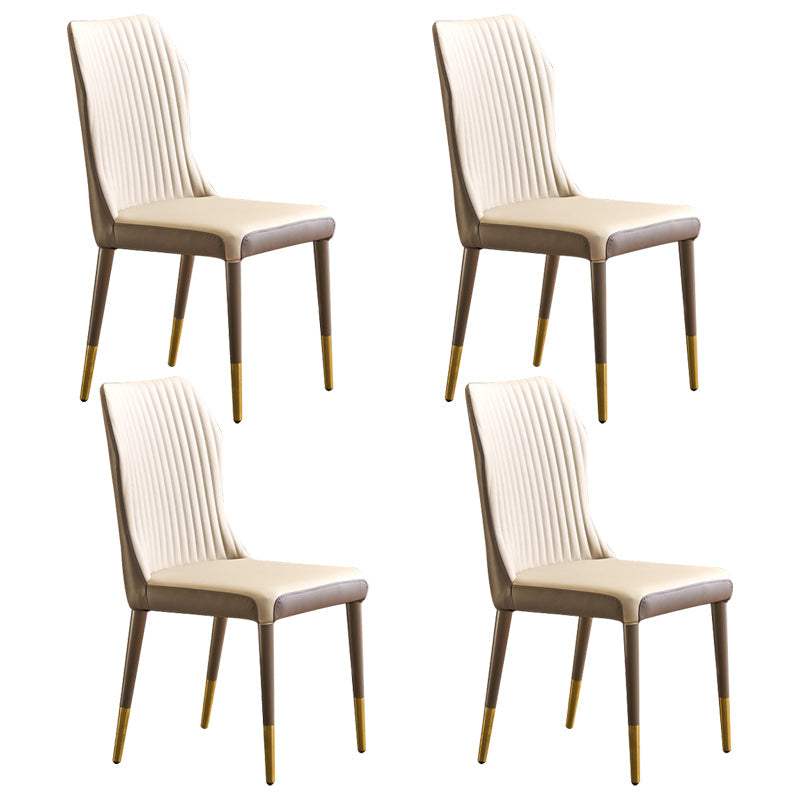 Contemporary Style Metal Dining Chairs Dining Wingback Armless Side Chairs for Kitchen Off-White 4 Piece Set Brass Gold Clearhalo ' kitchen&dining_furn' 'Dining Chairs' 'Dining Tables & Seating' 'dining_chair' 'furn' 'furn_dining_chair' 'Furniture' 'furniture_dining_chair' 'Kitchen & Dining Furniture' 'kitchen' 3910565
