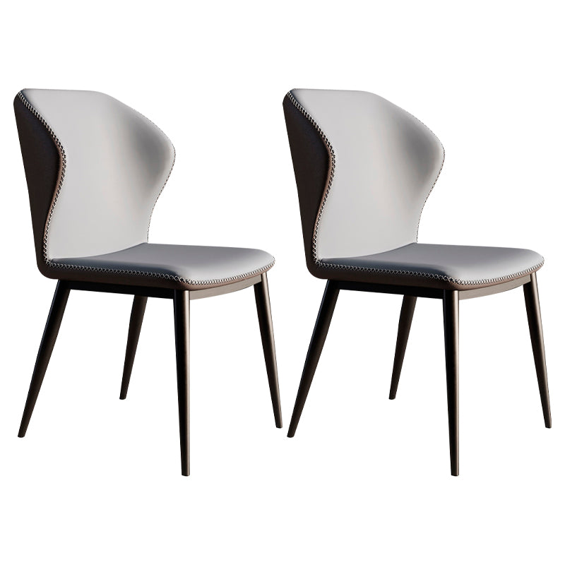 Contemporary Style Metal Dining Chair Dining Wingback Armless Side Chair for Kitchen Grey 2 Piece Set Clearhalo ' kitchen&dining_furn' 'Dining Chairs' 'Dining Tables & Seating' 'dining_chair' 'furn' 'furn_dining_chair' 'Furniture' 'furniture_dining_chair' 'Kitchen & Dining Furniture' 'kitchen' 3910569