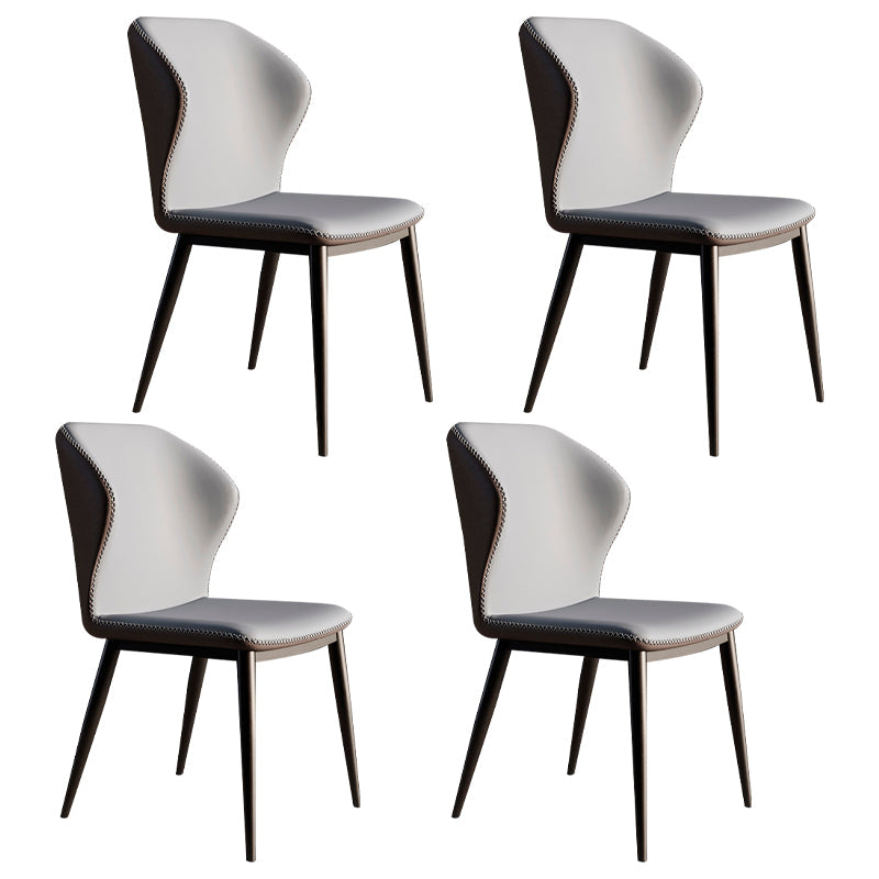 Contemporary Style Metal Dining Chair Dining Wingback Armless Side Chair for Kitchen Grey 4 Piece Set Clearhalo ' kitchen&dining_furn' 'Dining Chairs' 'Dining Tables & Seating' 'dining_chair' 'furn' 'furn_dining_chair' 'Furniture' 'furniture_dining_chair' 'Kitchen & Dining Furniture' 'kitchen' 3910571