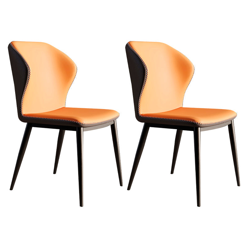 Contemporary Style Metal Dining Chair Dining Wingback Armless Side Chair for Kitchen Orange 2 Piece Set Clearhalo ' kitchen&dining_furn' 'Dining Chairs' 'Dining Tables & Seating' 'dining_chair' 'furn' 'furn_dining_chair' 'Furniture' 'furniture_dining_chair' 'Kitchen & Dining Furniture' 'kitchen' 3910576
