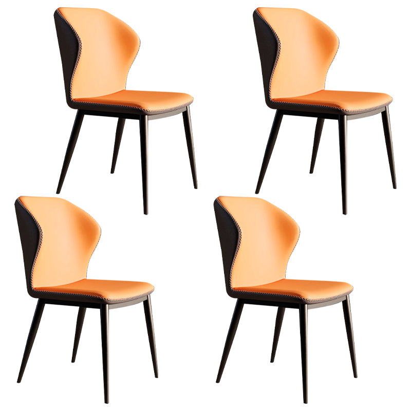 Contemporary Style Metal Dining Chair Dining Wingback Armless Side Chair for Kitchen Orange 4 Piece Set Clearhalo ' kitchen&dining_furn' 'Dining Chairs' 'Dining Tables & Seating' 'dining_chair' 'furn' 'furn_dining_chair' 'Furniture' 'furniture_dining_chair' 'Kitchen & Dining Furniture' 'kitchen' 3910577