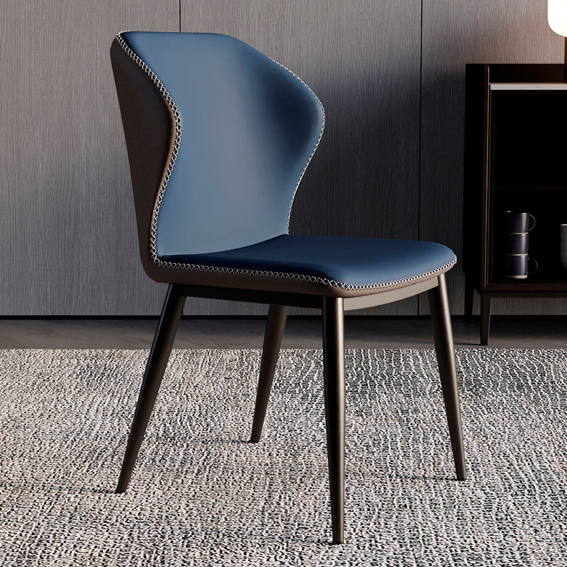 Contemporary Style Metal Dining Chair Dining Wingback Armless Side Chair for Kitchen Blue 1 Piece Clearhalo ' kitchen&dining_furn' 'Dining Chairs' 'Dining Tables & Seating' 'dining_chair' 'furn' 'furn_dining_chair' 'Furniture' 'furniture_dining_chair' 'Kitchen & Dining Furniture' 'kitchen' 3910579