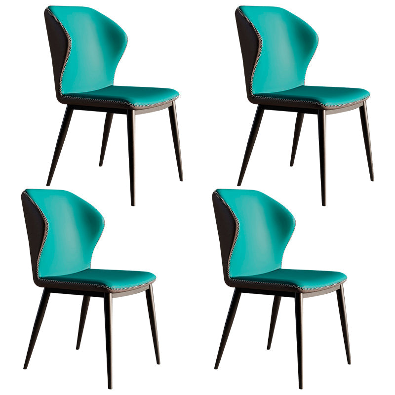 Contemporary Style Metal Dining Chair Dining Wingback Armless Side Chair for Kitchen Green 4 Piece Set Clearhalo ' kitchen&dining_furn' 'Dining Chairs' 'Dining Tables & Seating' 'dining_chair' 'furn' 'furn_dining_chair' 'Furniture' 'furniture_dining_chair' 'Kitchen & Dining Furniture' 'kitchen' 3910588