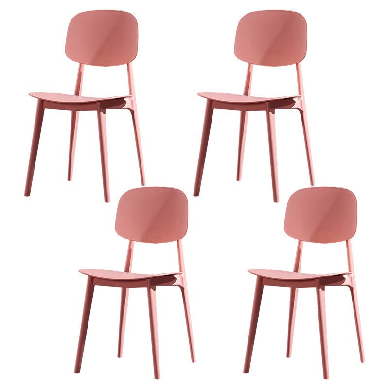 Minimalist Style Open Back Dining Side Chairs Plastic Dining Armless Chairs for Home Pink 4 Piece Set Clearhalo ' kitchen&dining_furn' 'Dining Chairs' 'Dining Tables & Seating' 'dining_chair' 'furn' 'furn_dining_chair' 'Furniture' 'furniture_dining_chair' 'Kitchen & Dining Furniture' 'kitchen' 3910612