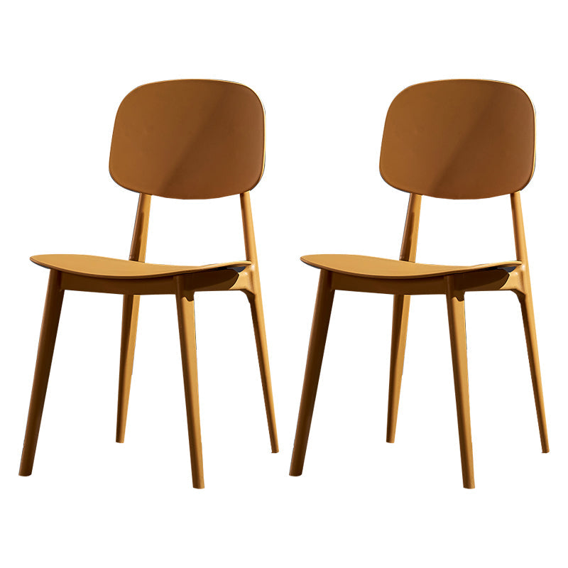 Minimalist Style Open Back Dining Side Chairs Plastic Dining Armless Chairs for Home Yellow 2 Piece Set Clearhalo ' kitchen&dining_furn' 'Dining Chairs' 'Dining Tables & Seating' 'dining_chair' 'furn' 'furn_dining_chair' 'Furniture' 'furniture_dining_chair' 'Kitchen & Dining Furniture' 'kitchen' 3910614