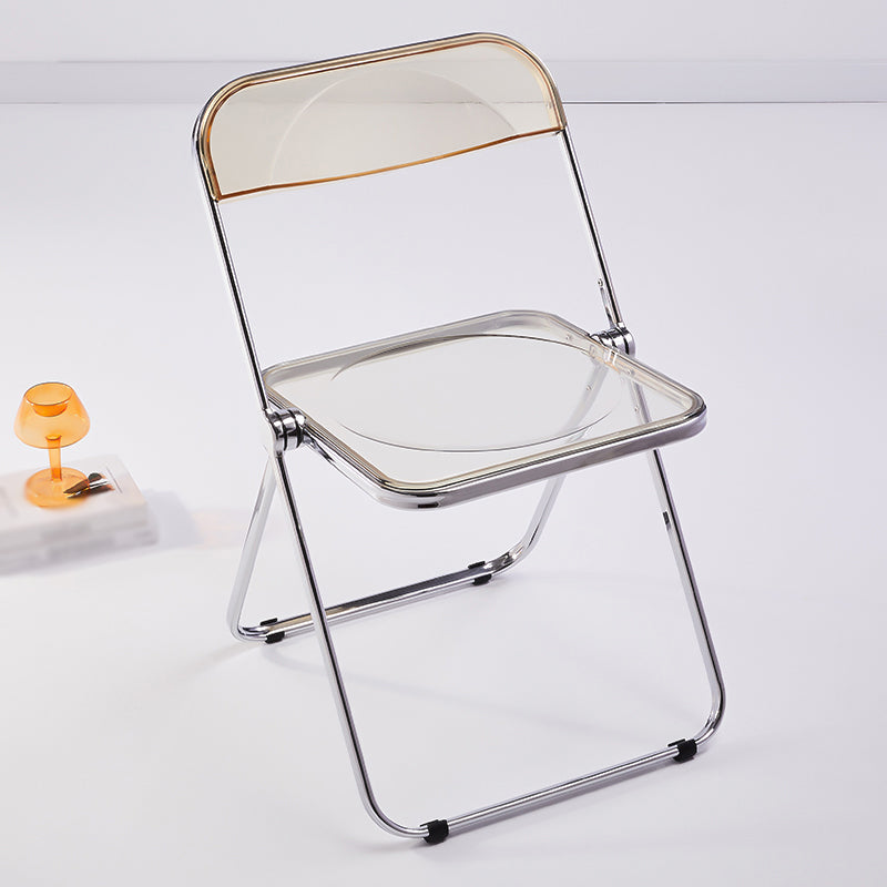 Modern Metal Indoor-Outdoor Chair Armless Open Back Single Dining Side Chair Amber Clearhalo ' kitchen&dining_furn' 'Dining Chairs' 'Dining Tables & Seating' 'dining_chair' 'furn' 'furn_dining_chair' 'Furniture' 'furniture_dining_chair' 'Kitchen & Dining Furniture' 'kitchen' 3910637