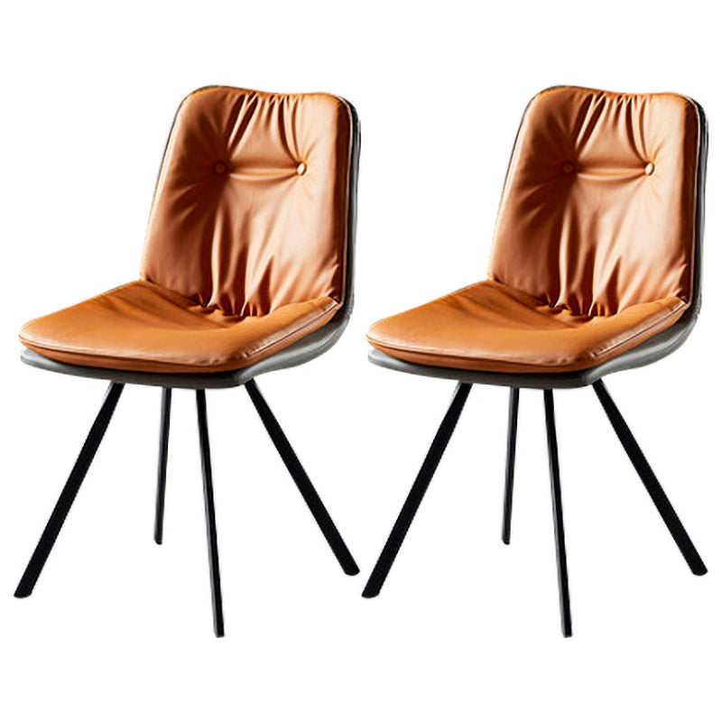 Contemporary Style Metal Dining Chair Dining Armless Side Chair for Kitchen Orange 2 Piece Set Clearhalo ' kitchen&dining_furn' 'Dining Chairs' 'Dining Tables & Seating' 'dining_chair' 'furn' 'furn_dining_chair' 'Furniture' 'furniture_dining_chair' 'Kitchen & Dining Furniture' 'kitchen' 3910679