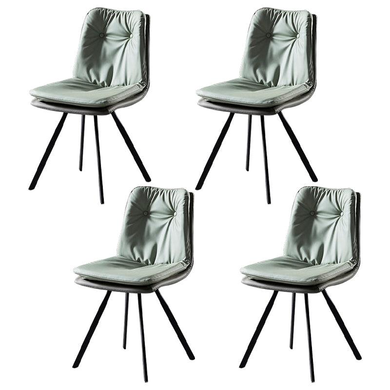 Contemporary Style Metal Dining Chair Dining Armless Side Chair for Kitchen Light Green 4 Piece Set Clearhalo ' kitchen&dining_furn' 'Dining Chairs' 'Dining Tables & Seating' 'dining_chair' 'furn' 'furn_dining_chair' 'Furniture' 'furniture_dining_chair' 'Kitchen & Dining Furniture' 'kitchen' 3910688
