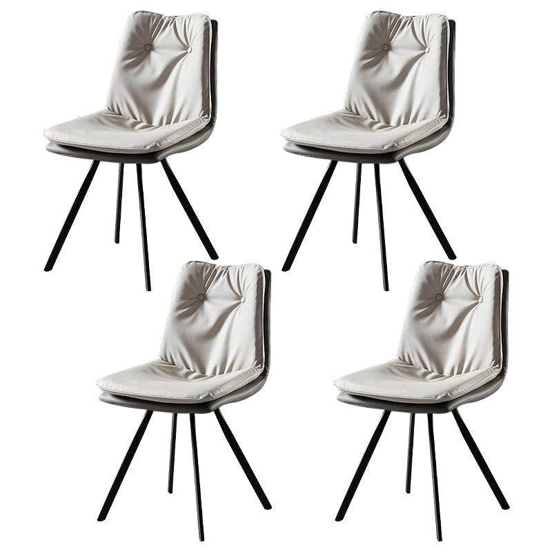 Contemporary Style Metal Dining Chair Dining Armless Side Chair for Kitchen Cream Gray 4 Piece Set Clearhalo ' kitchen&dining_furn' 'Dining Chairs' 'Dining Tables & Seating' 'dining_chair' 'furn' 'furn_dining_chair' 'Furniture' 'furniture_dining_chair' 'Kitchen & Dining Furniture' 'kitchen' 3910697
