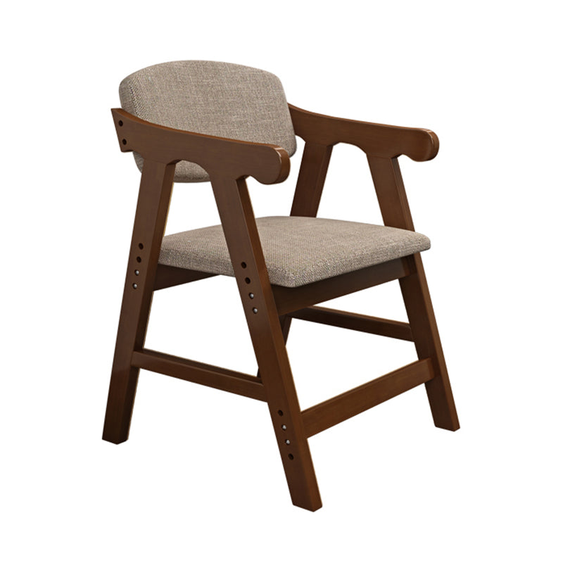 Open Back Dining Chair Upholstered Arm Single Dining Chair with Wood Legs Coffee Clearhalo ' kitchen&dining_furn' 'Dining Chairs' 'Dining Tables & Seating' 'dining_chair' 'furn' 'furn_dining_chair' 'Furniture' 'furniture_dining_chair' 'Kitchen & Dining Furniture' 'kitchen' 3910708