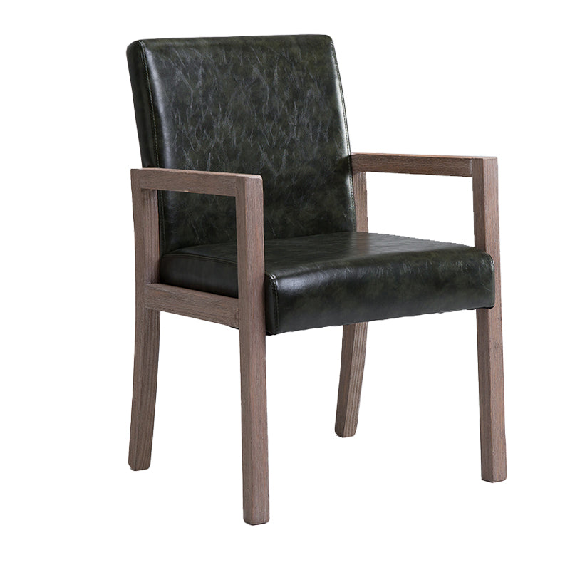 Country Style Arm Chair Solid Back Upholstered Dining Single Armchair Blackish Green Clearhalo ' kitchen&dining_furn' 'Dining Chairs' 'Dining Tables & Seating' 'dining_chair' 'furn' 'furn_dining_chair' 'Furniture' 'furniture_dining_chair' 'Kitchen & Dining Furniture' 'kitchen' 3910724