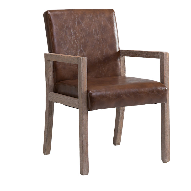 Country Style Arm Chair Solid Back Upholstered Dining Single Armchair Light Brown Clearhalo ' kitchen&dining_furn' 'Dining Chairs' 'Dining Tables & Seating' 'dining_chair' 'furn' 'furn_dining_chair' 'Furniture' 'furniture_dining_chair' 'Kitchen & Dining Furniture' 'kitchen' 3910726