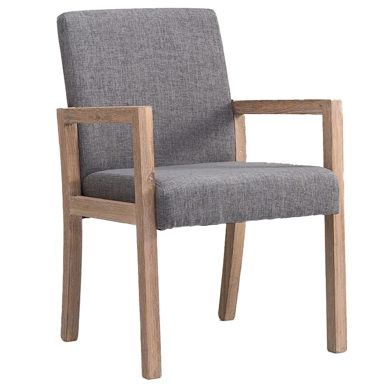 Country Style Arm Chair Solid Back Upholstered Dining Single Armchair Grey Clearhalo ' kitchen&dining_furn' 'Dining Chairs' 'Dining Tables & Seating' 'dining_chair' 'furn' 'furn_dining_chair' 'Furniture' 'furniture_dining_chair' 'Kitchen & Dining Furniture' 'kitchen' 3910733